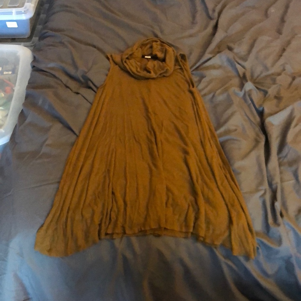 Ribbed turtle neck flowy dress